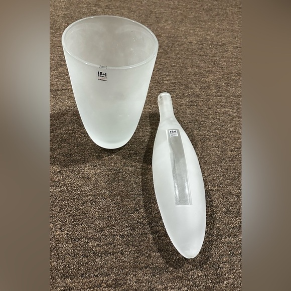 EUC Vintage IS-I PUKEBERG Set Opaque White Glass Vessel & Vase Made in Sweden